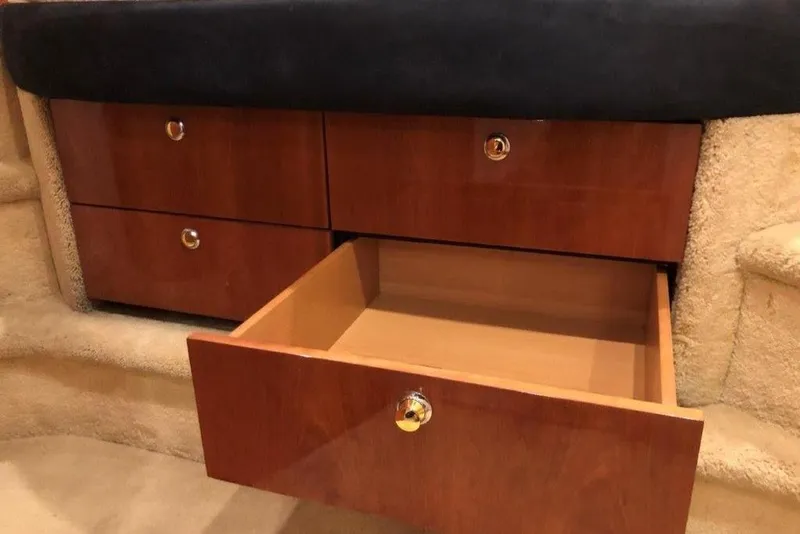 Slide: The Image of Wooden drawers in a 1998 Sunseeker Predator 58 yacht interior. - 50