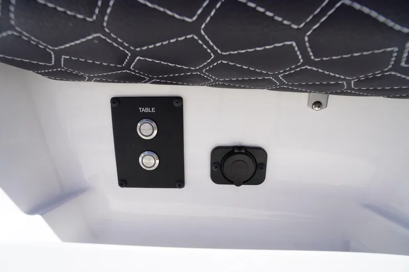 Slide: The Image of Control panel and USB port on 2025 Tidewater 272 LXF boat interior. - 70