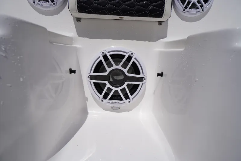 Slide: The Image of Speaker system on 2025 Tidewater 272 LXF boat, featuring JL Audio components. - 81
