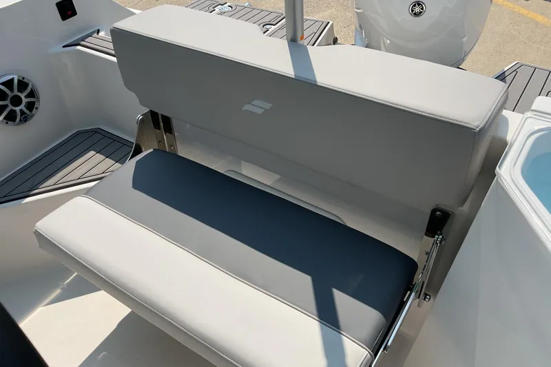Slide: The Image of 2026 Starcraft SVX 231 OB CC boat seating with sleek design and modern upholstery. - 13