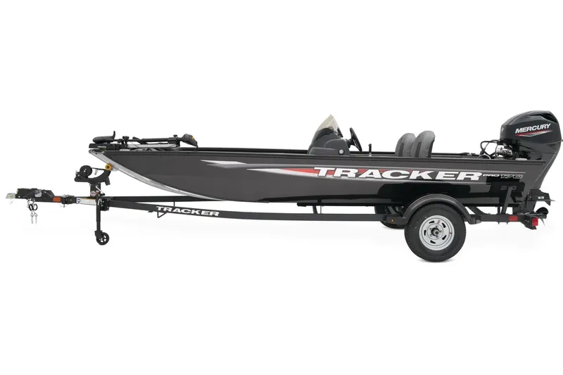 Slide: The Image of 2026 Tracker Pro 170 boat deck with equipment, outdoor setting. - 4