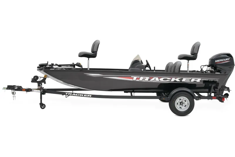 Slide: The Image of 2026 Tracker Pro 170 boat interior with steering wheel and seating. - 3