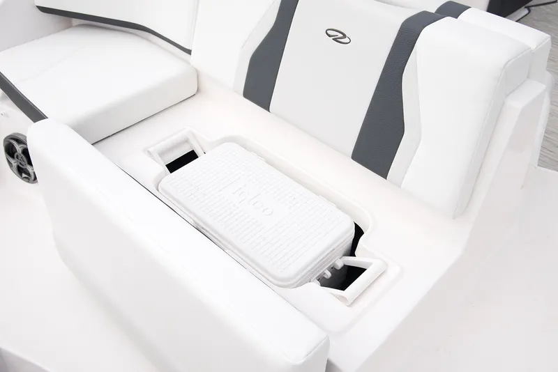 Slide: The Image of 2022 Regal 23 OBX boat interior storage compartment with seating area. - 10