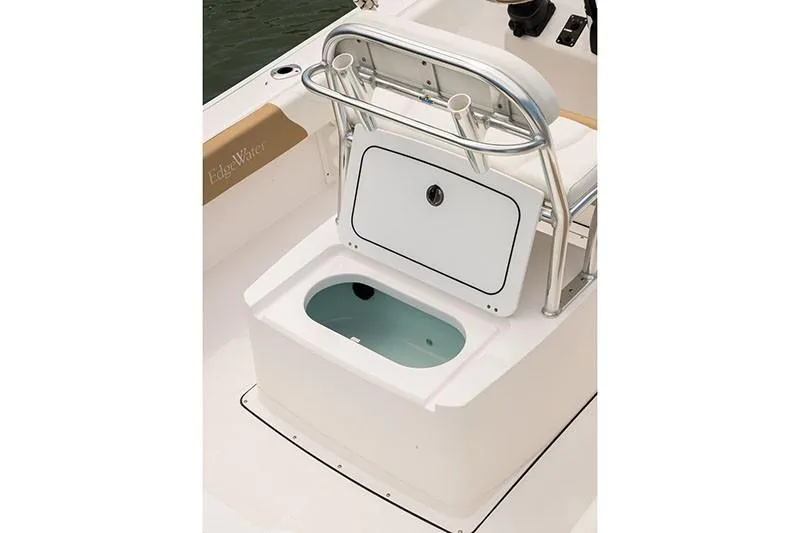 Slide: The Image of 2026 Edgewater 188CC boat interior with seating and storage compartments. - 6