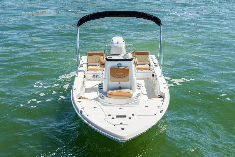 Slide: The Image of Manufacturer Provided Image: 2024 NauticStar 194 Bay boat on water, front view. - 3