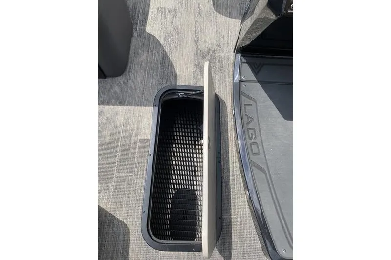 Slide: The Image of Open storage compartment on 2025 Viaggio Lago Z-S boat deck. - 13
