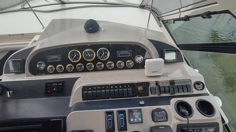 Slide: The Image of Dashboard of 2001 Cruisers Yachts 4450 Express Motoryacht with gauges and controls. - 20