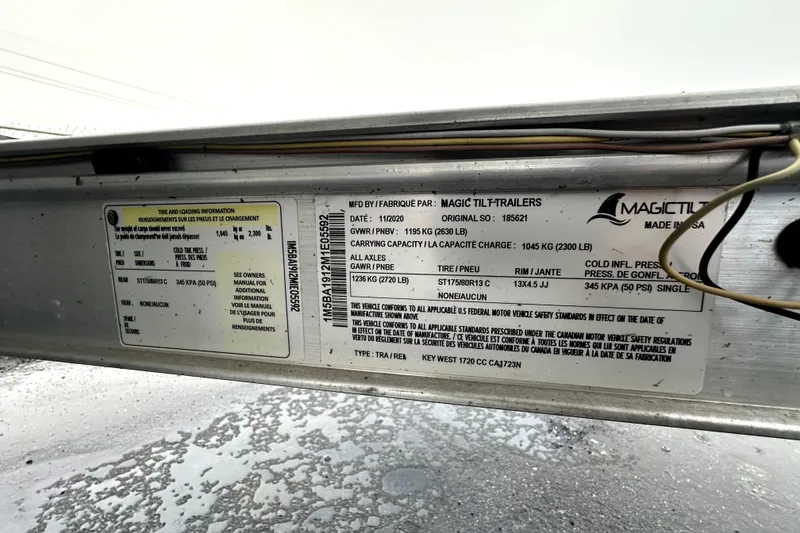 Slide: The Image of Label on Magic Tilt trailer for Key West 1720 Center Console, 2022 model. - 47
