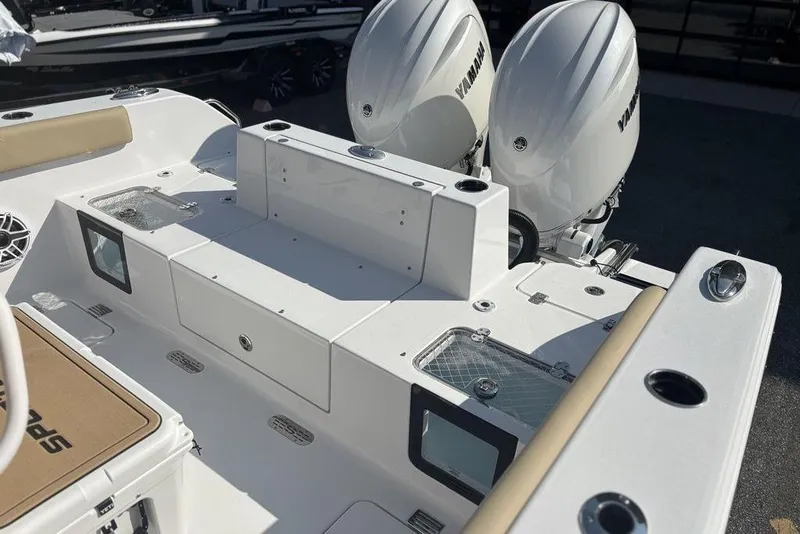 Slide: The Image of 2026 Sportsman Heritage 261 Center Console boat with dual Yamaha engines. - 9