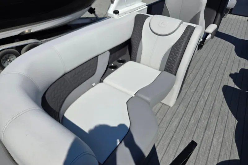 Slide: The Image of Luxurious seating on 2025 Godfrey Monaco 255 SB pontoon boat, featuring elegant design and comfort. - 30