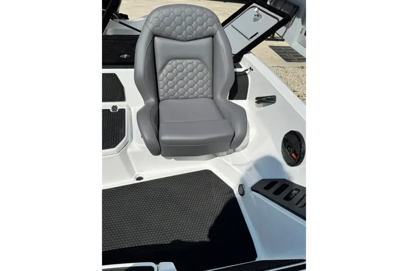 Slide: The Image of Gray seat on 2026 iKon VLE20 boat, featuring hexagonal pattern and sleek design. - 10