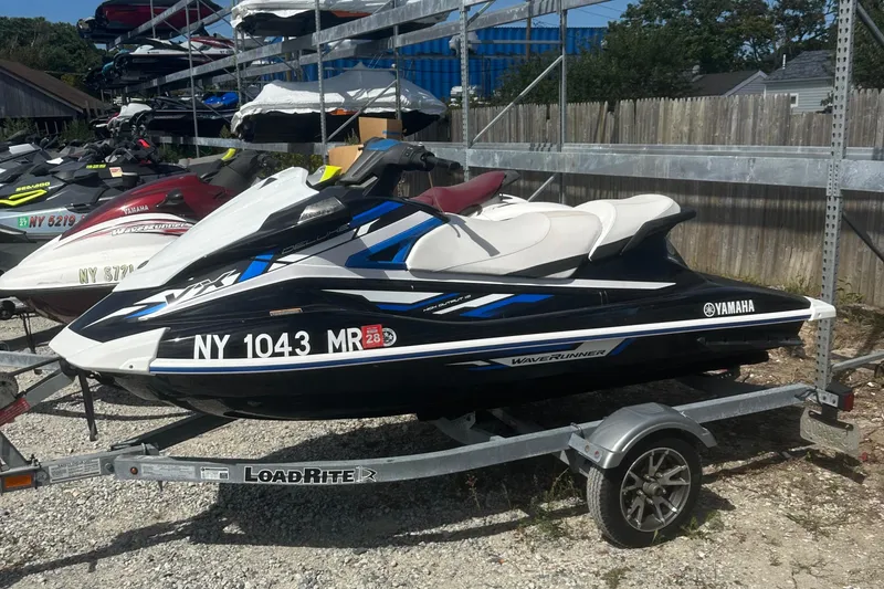 Slide: The Image of 2019 Yamaha WaveRunner VX Deluxe on trailer, parked in storage area. - 5