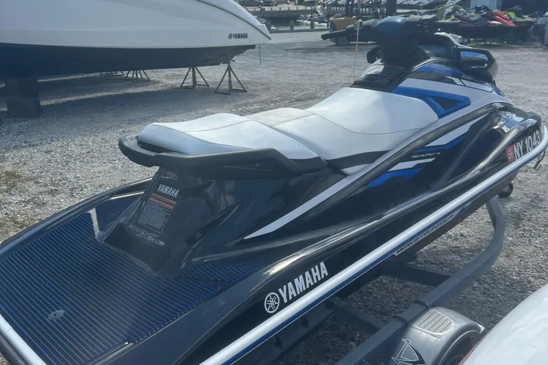 Slide: The Image of 2019 Yamaha WaveRunner VX Deluxe jet ski on trailer, parked on gravel. - 7