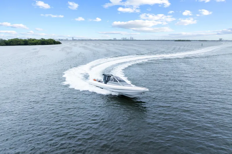 Slide: The Image of Magazzu TARGA 45 boat cruising on open water, 2021 model. - 1