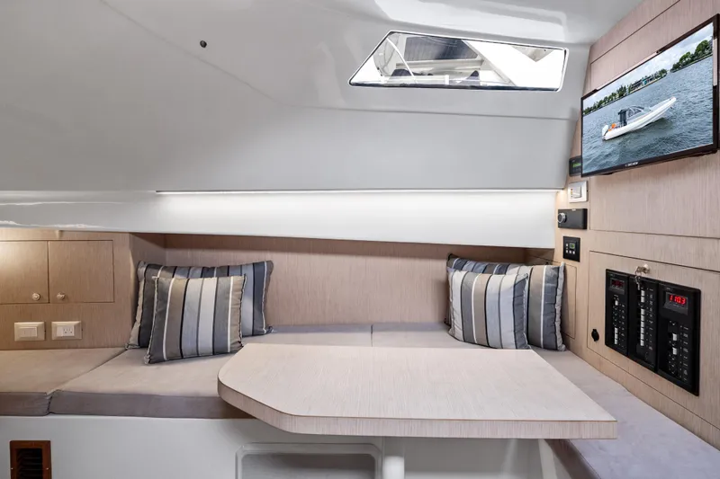 Slide: The Image of Luxurious interior of 2021 Magazzu TARGA 45 yacht with modern seating and entertainment system. - 17