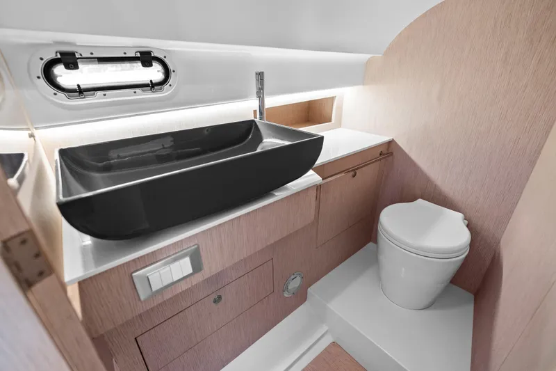 Slide: The Image of Luxurious bathroom in 2021 Magazzu TARGA 45 yacht with modern sink and toilet. - 18