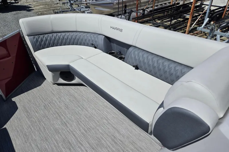 Slide: The Image of 2026 Harris Cruiser 230 boat interior with luxurious seating and modern design. - 35
