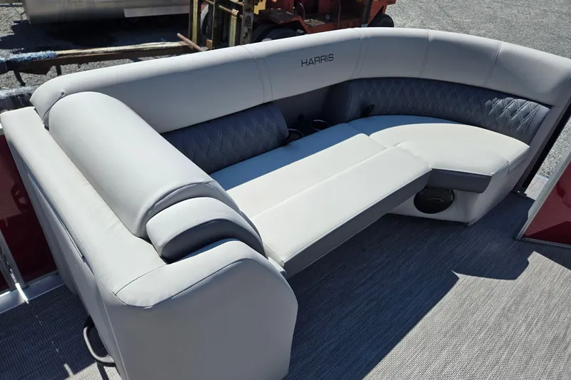Slide: The Image of 2026 Harris Cruiser 230 boat interior with luxurious seating and modern design. - 36