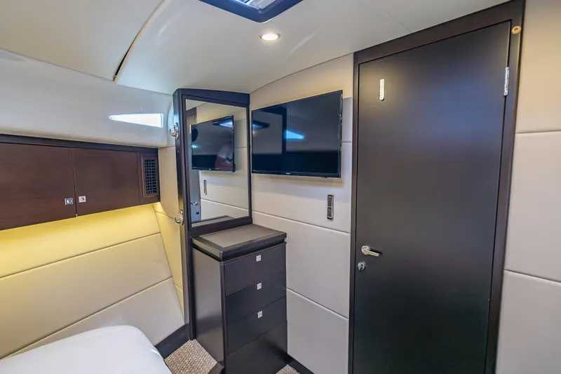 Slide: The Image of Luxurious interior of 2019 Palm Beach Motor Yachts GT50 with modern furnishings and sleek design. - 44