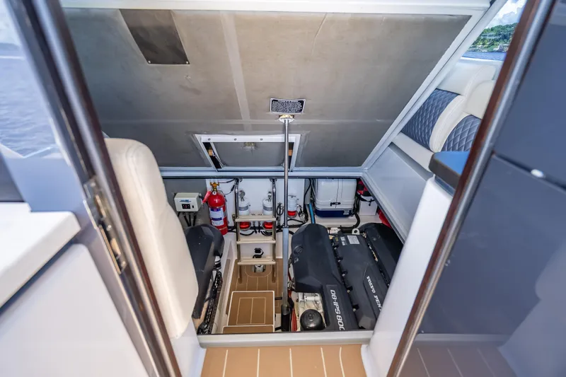 Slide: The Image of Engine room of 2019 Palm Beach Motor Yachts GT50 with Volvo Penta engines. - 55