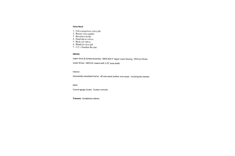 Slide: The Image of 1995 Wellcraft 29 Scarab specifications: valve work, custom drives, reworked interior, custom dash, redone transom. - 108