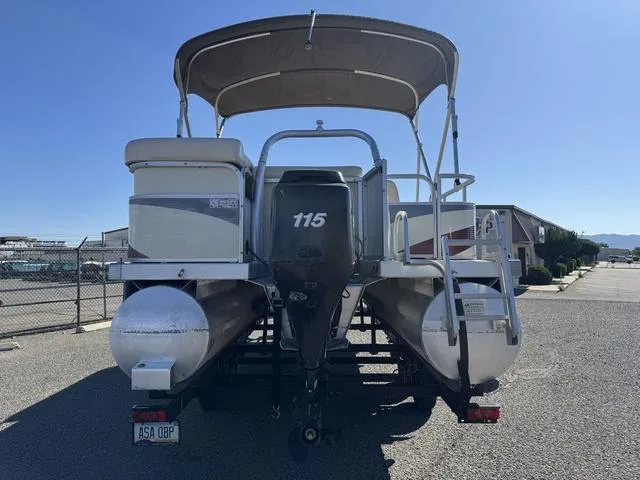 Slide: The Image of 2007 Bennington 2275 GL pontoon boat with 115 HP engine, rear view. - 7