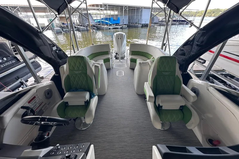 Slide: The Image of Electrical system of a 2022 Bennington QX 25 Quad Bench boat, featuring wiring and switches. - 26