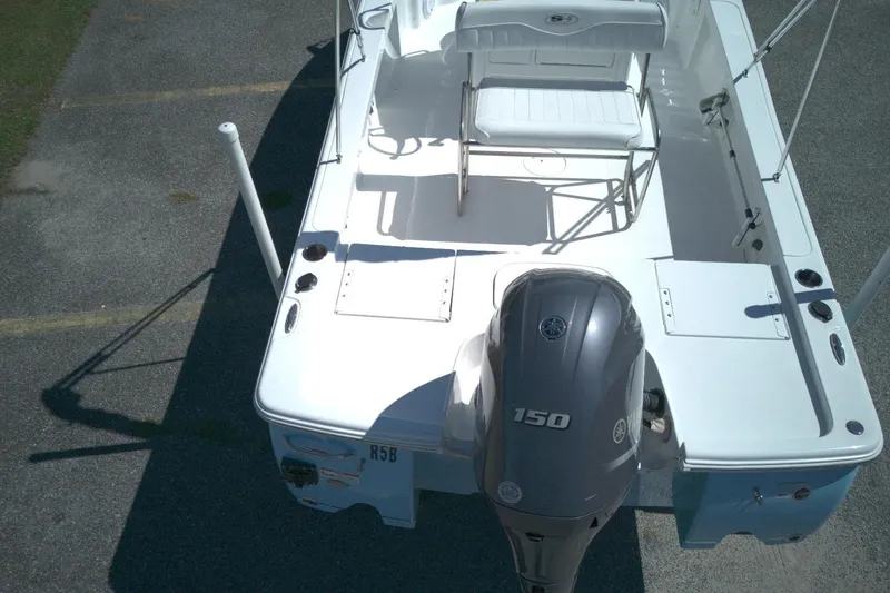 Slide: The Image of 2017 Sea Hunt BX 22 BR boat with Yamaha 150 engine, aerial view. - 4