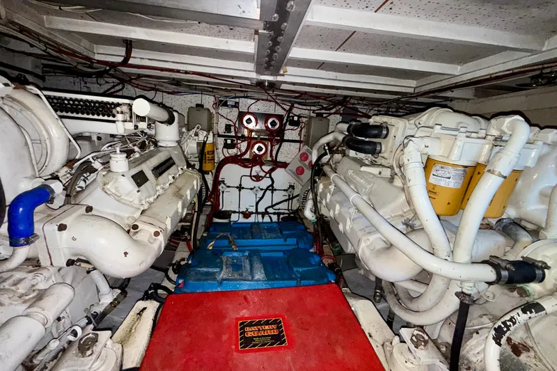Slide: The Image of Engine room of 1991 Kong & Halvorsen Island Gypsy yacht, showcasing machinery and components. - 30