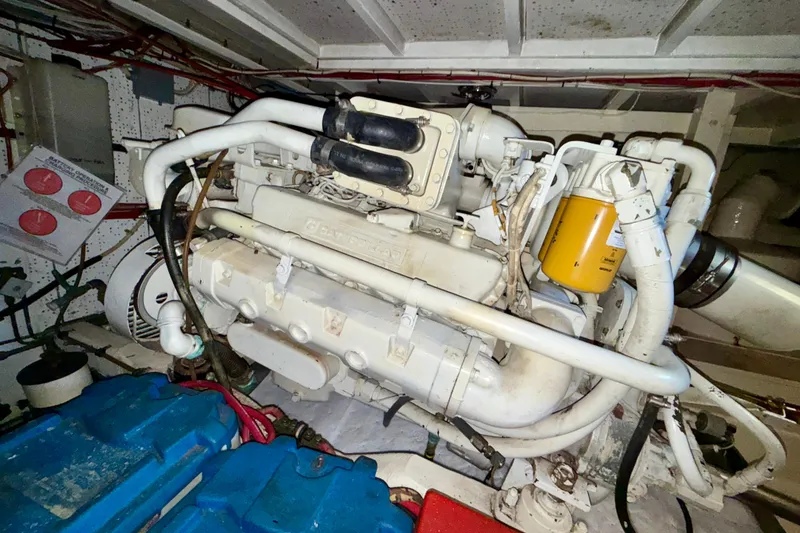 Slide: The Image of Engine room of 1991 Kong & Halvorsen Island Gypsy boat, featuring detailed machinery components. - 34