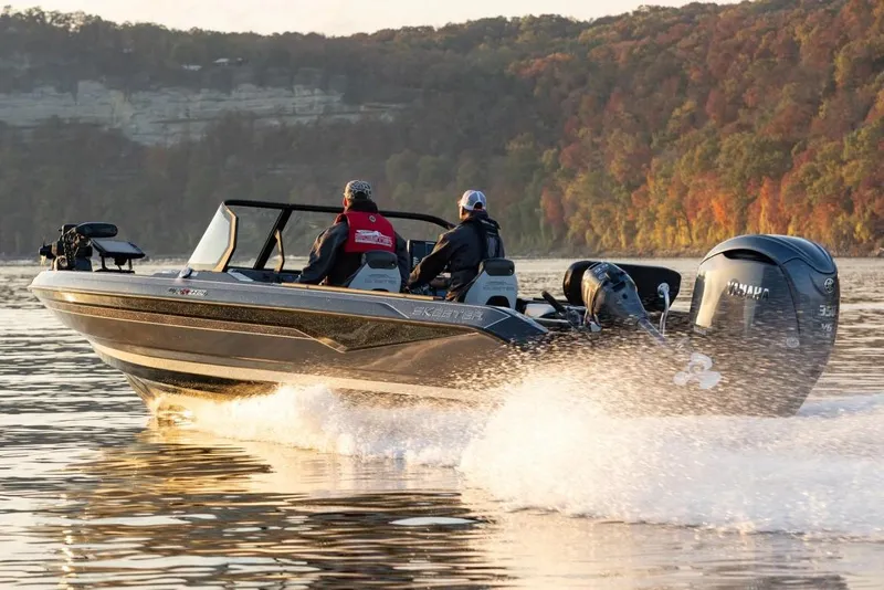 Slide: The Image of Interior of 2026 Skeeter WXR2260 boat, featuring sleek seating and control panel. - 8