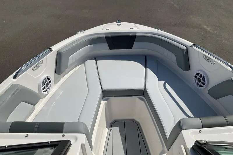 Slide: The Image of 2026 Chaparral 21 SSi OB boat interior with sleek seating and modern design. - 6