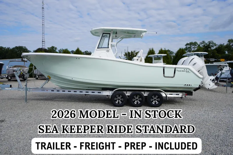 The Image of 2026 Tidewater 282 CC Adventure boat on trailer, Seakeeper Ride, Coast Guard kit included. - 0