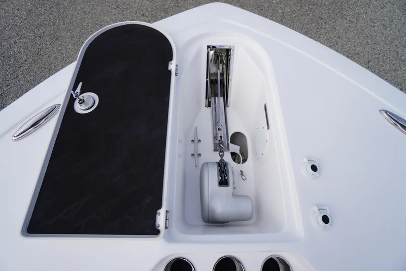 Slide: The Image of 2026 Tidewater 282 CC Adventure boat anchor compartment, featuring sleek design and modern hardware. - 6