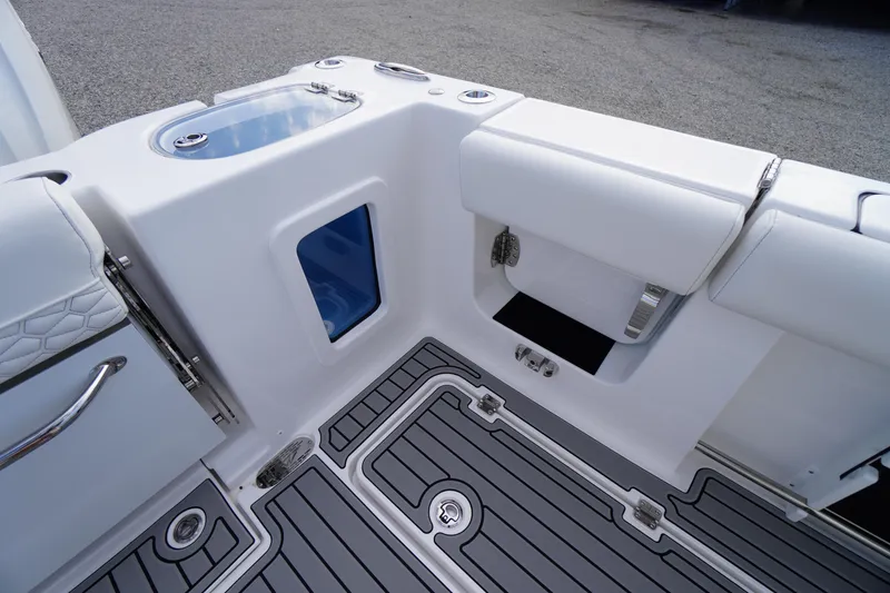 Slide: The Image of 2026 Tidewater 282 CC Adventure boat interior with sleek seating and modern design. - 67