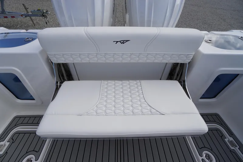Slide: The Image of 2026 Tidewater 282 CC Adventure boat seat with elegant white upholstery and modern design. - 72
