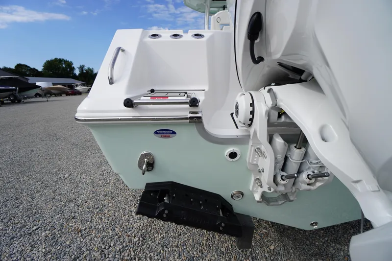 Slide: The Image of 2026 Tidewater 282 CC Adventure boat stern with engine mount and accessories. - 89