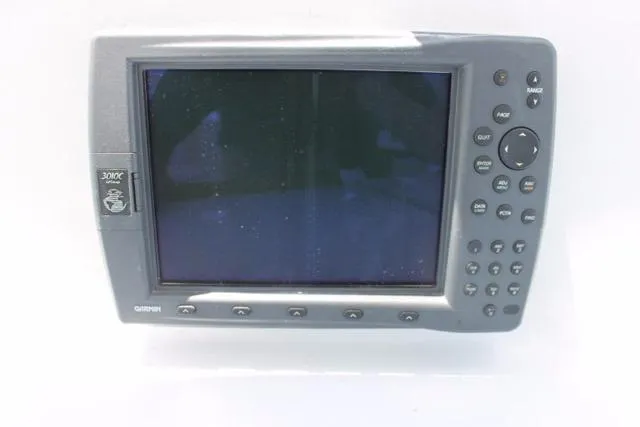 Slide: The Image of 2005 Custom DeSanti Carolina Express marine navigation system with buttons and screen. - 34