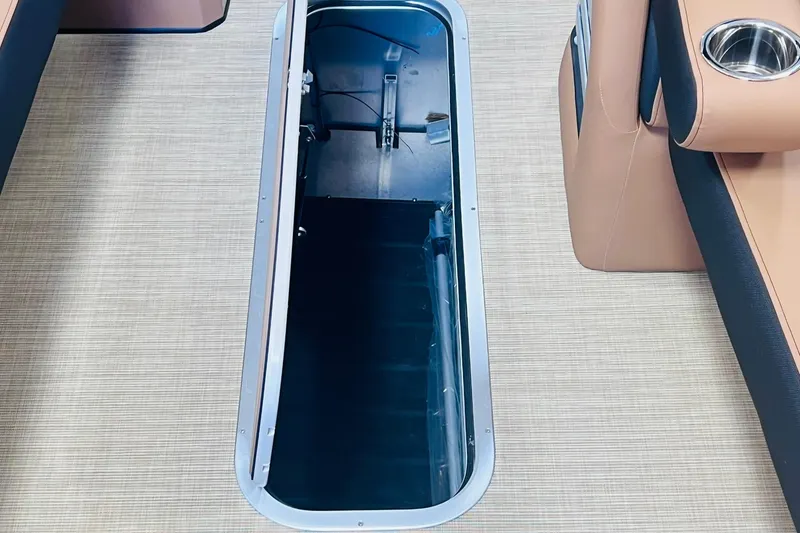 Slide: The Image of 2025 Harris 250 Grand Mariner V10 400 boat interior storage compartment. - 36