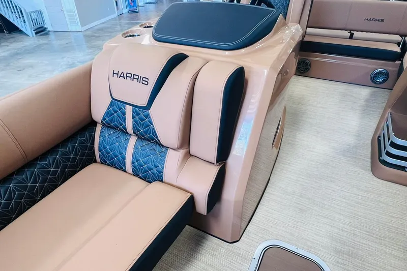Slide: The Image of Luxurious interior of 2025 Harris 250 Grand Mariner V10 400 pontoon boat. - 9