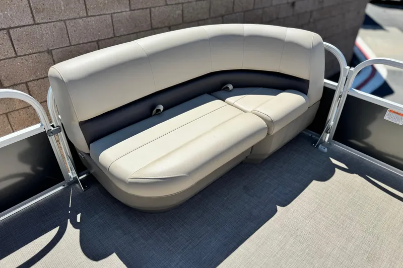 Slide: The Image of 2025 Sun Tracker Party Barge 16 DLX pontoon boat seating area. - 10