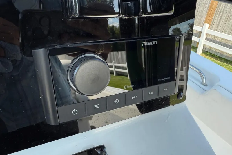 Slide: The Image of Fusion audio system on 2026 Sea Hunt Ultra 229 boat dashboard. - 20
