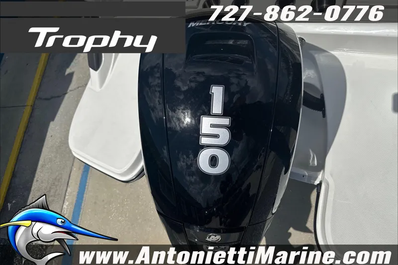 Slide: The Image of 2026 Trophy T22 Center Console boat engine with 150 horsepower, Antonietti Marine branding. - 13
