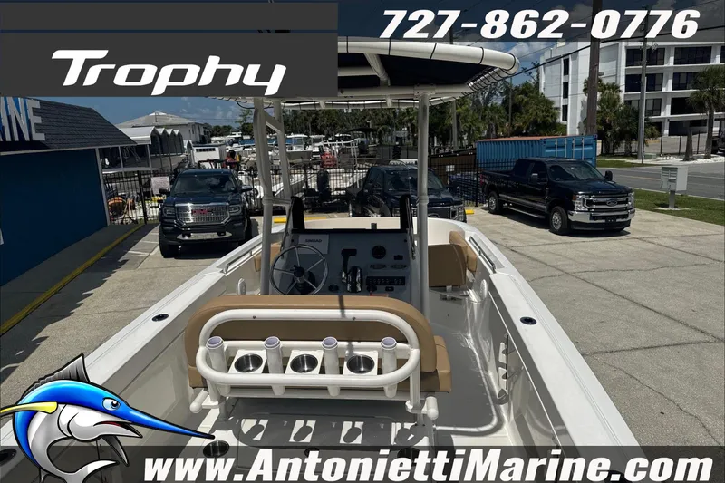 Slide: The Image of 2026 Trophy T22 Center Console boat at Antonietti Marine dealership. - 33