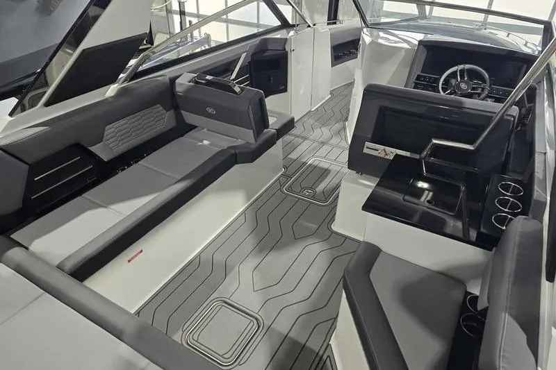 Slide: The Image of Luxurious interior of 2026 Cobalt A29 boat with sleek seating and modern design. - 12