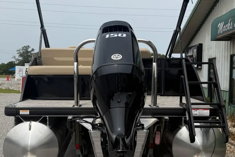 Slide: The Image of 2026 Godfrey Xperience EX2286SFLX pontoon boat with powerful 150 HP outboard motor. - 1