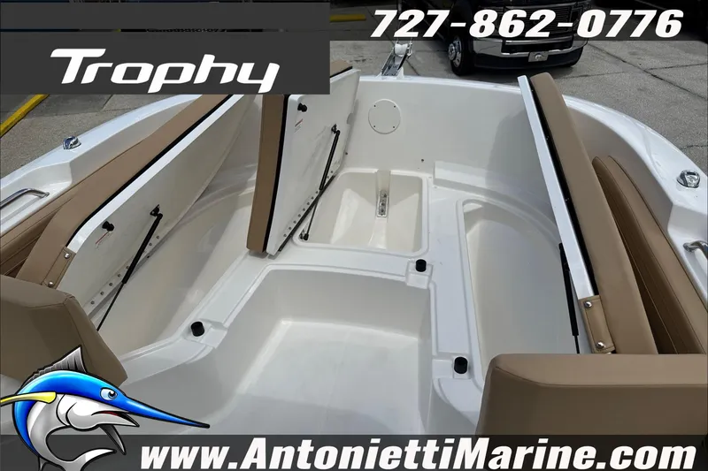 Slide: The Image of 2026 Trophy T22CC Center Console boat interior with seating, displayed by Antonietti Marine. - 31