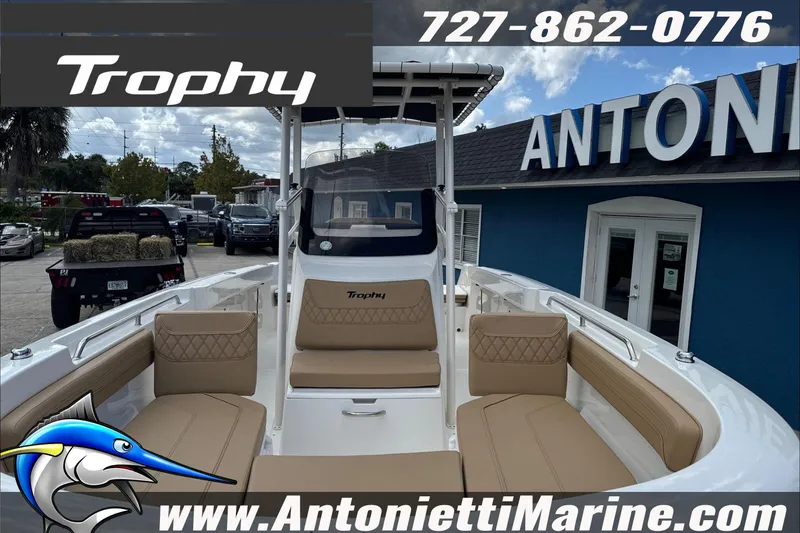 Slide: The Image of 2026 Trophy T22CC Center Console boat at Antonietti Marine dealership. - 9