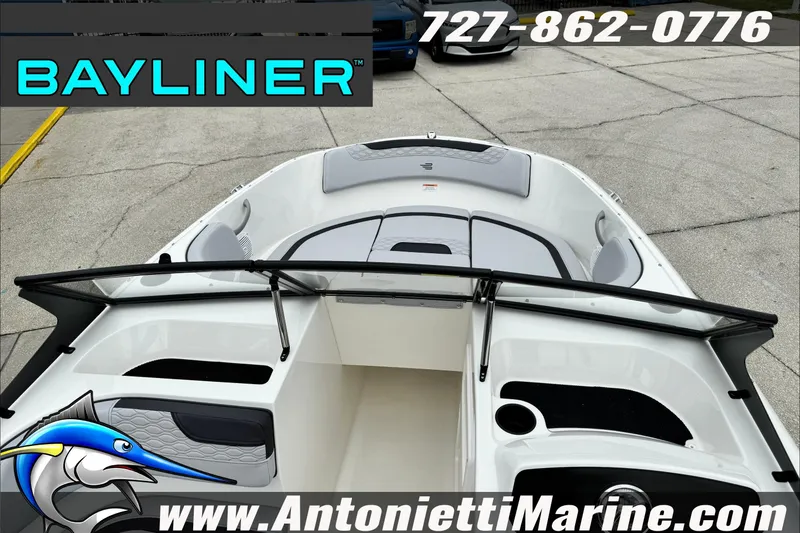 Slide: The Image of 2026 Bayliner Element E17 boat interior with seating, displayed at Antonietti Marine. - 13