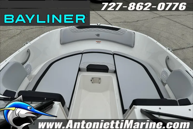 Slide: The Image of 2026 Bayliner Element E17 boat interior with seating, displayed by Antonietti Marine. - 24